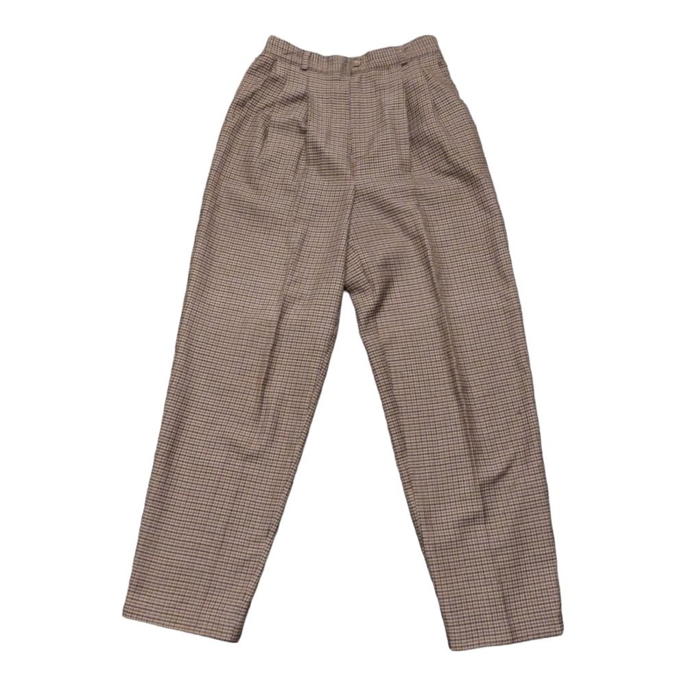 Vintage 80s Stephanie Andrews Women's Pants Brown Houndstooth Size 10 Made in US